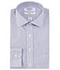 Color:Navy - Image 1 - Classic Fit Non-Iron Spread Collar Fine Line Stripe Twill Dress Shirt