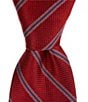 Color:Red - Image 1 - Classic Stripe Printed 3 1/4#double; Silk Tie
