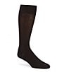 Color:Black - Image 1 - Flat Knit Solid Crew Dress Socks