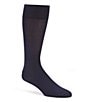 Color:Navy - Image 1 - Flat Knit Solid Crew Dress Socks