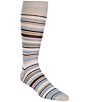 Color:Tan - Image 1 - Linen-Blend Stripe Heel/Toe Crew Dress Socks