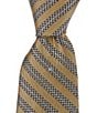 Color:Yellow - Image 1 - Linked Stripe 3#double; Woven Silk Tie