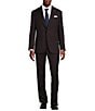 Cremieux Modern Fit Flat Front Fancy Print 2-Piece Suit, Color:Burgundy - Image 1