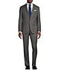 Color:Grey - Image 1 - Modern Fit Flat Front Plaid 2-Piece Suit