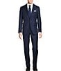 Color:Navy - Image 1 - Modern Fit Flat Front Sharkskin Print 2-Piece Suit