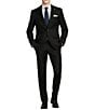 Cremieux Modern Fit Flat Front Solid Pattern 2-Piece Suit, Color:Black - Image 1