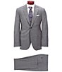 Color:Grey - Image 1 - Modern Fit Micro Plaid Flat Front Wool Suit