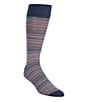 Color:Denim - Image 1 - Multi Stripes Crew Dress Socks