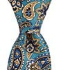 Color:Teal - Image 1 - Paisley Print 3 1/4#double; Silk Tie