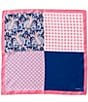 Color:Pink - Image 1 - Paisley/Check Woven Silk Pocket Square