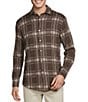 Cremieux Premium Denim Medium Plaid Long Sleeve Coat Front Knit Shirt - Image 1