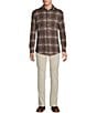 Cremieux Premium Denim Medium Plaid Long Sleeve Coat Front Knit Shirt - Image 3