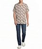 Cremieux Premium Denim Palm Leaf Print Short Sleeve Woven Camp Shirt - Image 3