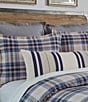 Color:Blue - Image 1 - Silas Linen & Cotton Plaid Comforter Mini Set