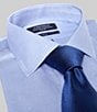 Color:Blue - Image 2 - Slim Fit Non-Iron Spread Collar Mitered Cuff Step Weave Twill Dress Shirt