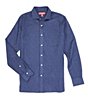 Color:Peacoat Heather - Image 1 - Slim-Fit Solid Stretch Twill Long-Sleeve Woven Shirt
