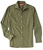 Color:Olive Heather - Image 1 - Slim-Fit Solid Stretch Twill Long-Sleeve Woven Shirt