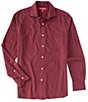 Color:Wine Heather - Image 1 - Slim-Fit Solid Stretch Twill Long-Sleeve Woven Shirt