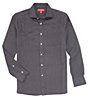 Color:Charcoal Heather - Image 1 - Slim-Fit Solid Stretch Twill Long-Sleeve Woven Shirt