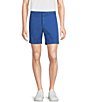 Color:French Blue - Image 1 - Blue Label Soho Slim-Fit Flat-Front Comfort Stretch 7#double; Inseam Shorts