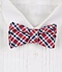 Color:Pink - Image 1 - Thin Plaid Woven Silk Bow Tie