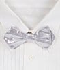 Color:Antique Silver - Image 1 - Thin Solid Pre-Tied Woven Silk Bow Tie
