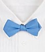 Color:Cobalt - Image 1 - Thin Solid Pre-Tied Woven Silk Bow Tie
