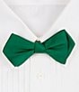 Color:Green - Image 1 - Thin Solid Pre-Tied Woven Silk Bow Tie
