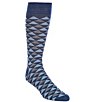 Color:Navy - Image 1 - Triangle Repeat Crew Dress Socks