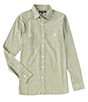 Color:Four Leaf Clover - Image 1 - Washed Chambray Long-Sleeve Woven Shirt