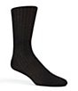 Color:Charcoal - Image 1 - Wool Blend Flat Knit Crew Dress Socks