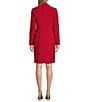 Color:Classic Red - Image 2 - Crepe Notch Lapel Collar Open Front Belted Jacket Dress Set