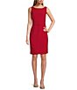 Color:Classic Red - Image 3 - Crepe Notch Lapel Collar Open Front Belted Jacket Dress Set