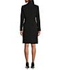 Color:Black - Image 2 - Crepe Notch Lapel Collar Open Front Belted Jacket Dress Set