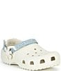 Crocs Girls' Classic Denim Flower Adjustable Backstrap Clogs (Toddler) - Image 1
