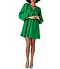 CROSBY by Mollie Burch CROSBY By Mollie Burch Beckham Shantung Ruched Wired U-Neckline Long Balloon Sleeve Shift Dress, Color:Gumdrop - Image 3