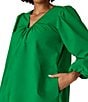 CROSBY by Mollie Burch CROSBY By Mollie Burch Beckham Shantung Ruched Wired U-Neckline Long Balloon Sleeve Shift Dress, Color:Gumdrop - Image 4