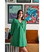 CROSBY by Mollie Burch CROSBY By Mollie Burch Beckham Shantung Ruched Wired U-Neckline Long Balloon Sleeve Shift Dress, Color:Gumdrop - Image 5