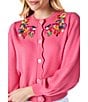 CROSBY by Mollie Burch Colson Cashmere Blend Floral Embroidered Neckline Button Front Cardigan - Image 4