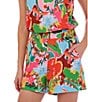 CROSBY by Mollie Burch Coordinating Drake Tropical Floral Printed Elastic High Waist Flat Front Shorts, Color:Tropicana - Image 5