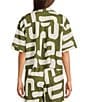 CROSBY by Mollie Burch Crosby By Mollie Burch Coordinating Ida Notch Collar Linen Blend Short Sleeve Abstract Print Button Front Shirt, Color:Pave The Way - Image 2
