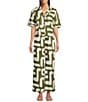 CROSBY by Mollie Burch Crosby By Mollie Burch Coordinating Ida Notch Collar Linen Blend Short Sleeve Abstract Print Button Front Shirt, Color:Pave The Way - Image 3