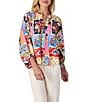 CROSBY by Mollie Burch Coordinating Livie Split V Neckline 3/4 Sleeve Top, Color:Seedlings - Image 1