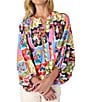 CROSBY by Mollie Burch Coordinating Livie Split V Neckline 3/4 Sleeve Top, Color:Seedlings - Image 4