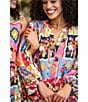 CROSBY by Mollie Burch Coordinating Livie Split V Neckline 3/4 Sleeve Top, Color:Seedlings - Image 6