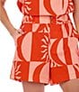 CROSBY by Mollie Burch Drake Printed Elastic High Waist Flat Front Coordinating Shorts, Color:Always Sunny - Image 5