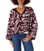CROSBY by Mollie Burch Esme V-Neck Long Bell Sleeves Reversible Cardigan Sweater, Color:Zebra - Image 1