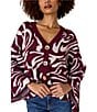 CROSBY by Mollie Burch Esme V-Neck Long Bell Sleeves Reversible Cardigan Sweater, Color:Zebra - Image 4