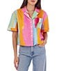 CROSBY by Mollie Burch Ida Watercolor Button Front Short Sleeve Coordinating Top, Color:Watercolor - Image 1