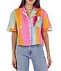 CROSBY by Mollie Burch Ida Watercolor Button Front Short Sleeve Coordinating Top, Color:Watercolor - Image 2